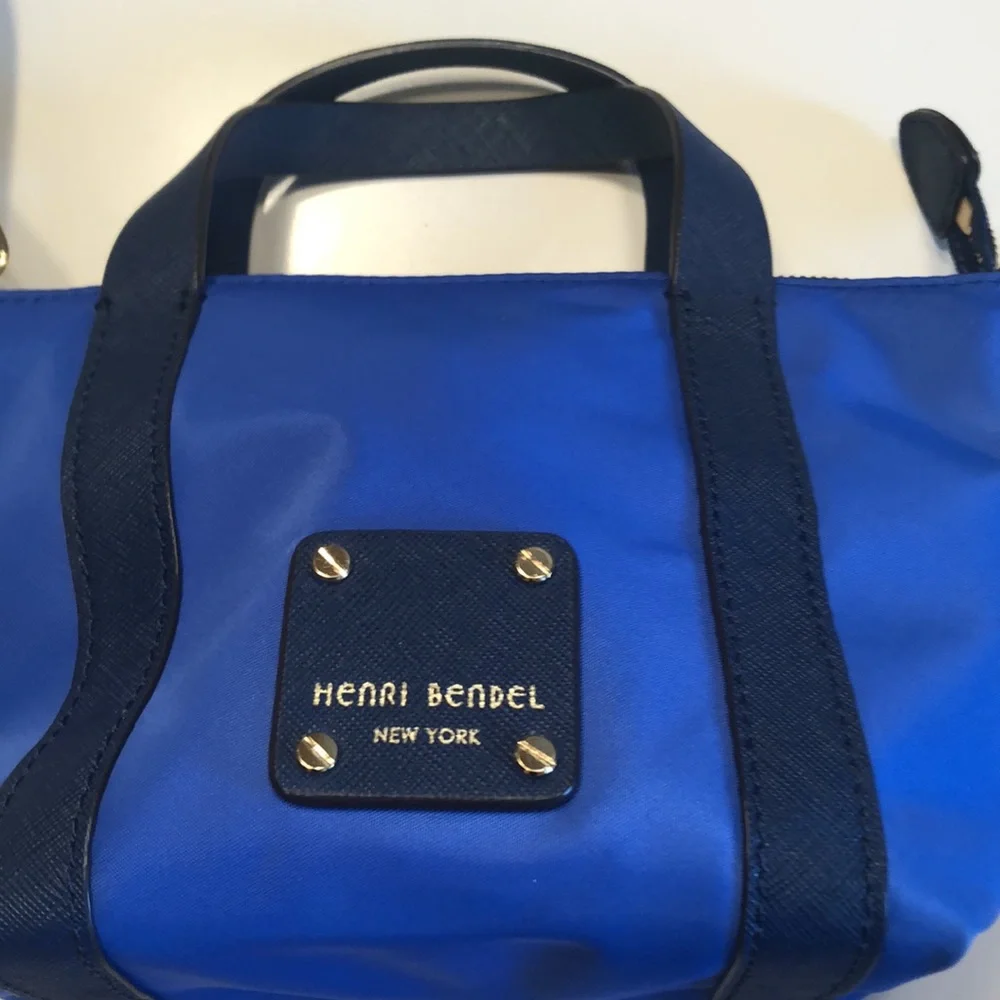 henri bendel cobalt blue crossbody tote with black trim - Picture 2 of 6